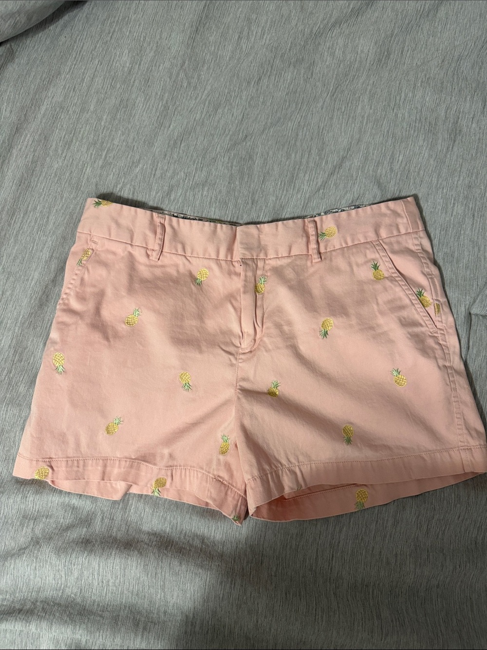 Jones New York Pink Pineapple Embroidered Bermuda Shorts